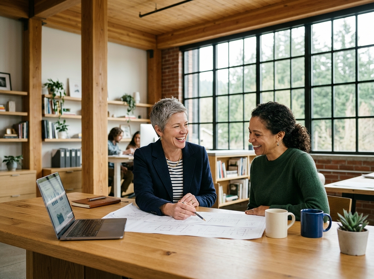 Business owner reviewing strategic succession and financial plans with advisor