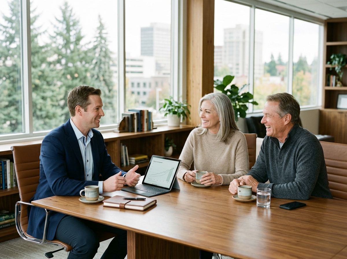 Selkirk Wealth Advisor meeting with clients in Spokane, WA
